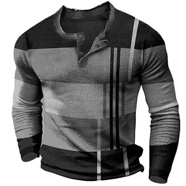 Henry - Men's New Long sleeved T-shirt, 2024 New Design Stripe Pattern Top, Men's Casual Clothing, S-5XL