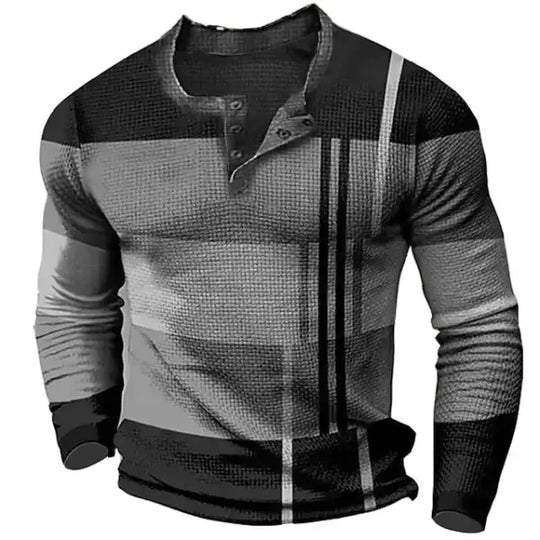 Henry - Men's New Long sleeved T-shirt, 2024 New Design Stripe Pattern Top, Men's Casual Clothing, S-5XL