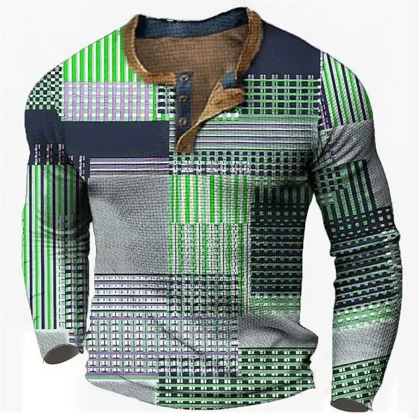 Henry - Men's New Long sleeved T-shirt, 2024 New Design Stripe Pattern Top, Men's Casual Clothing, S-5XL