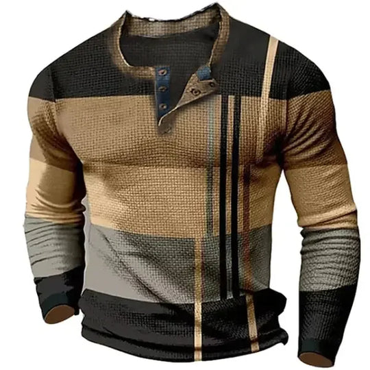 Henry - Men's New Long sleeved T-shirt, 2024 New Design Stripe Pattern Top, Men's Casual Clothing, S-5XL