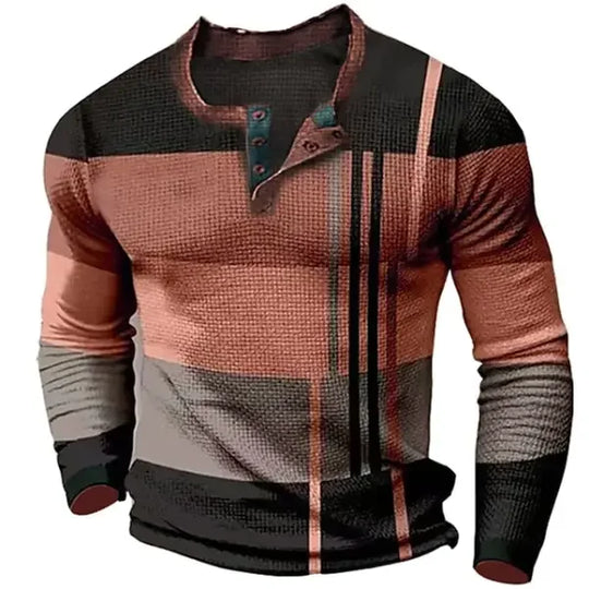 Henry - Men's New Long sleeved T-shirt, 2024 New Design Stripe Pattern Top, Men's Casual Clothing, S-5XL