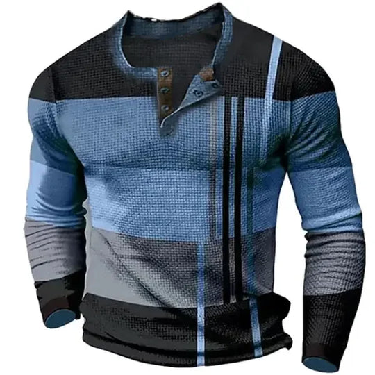 Henry - Men's New Long sleeved T-shirt, 2024 New Design Stripe Pattern Top, Men's Casual Clothing, S-5XL