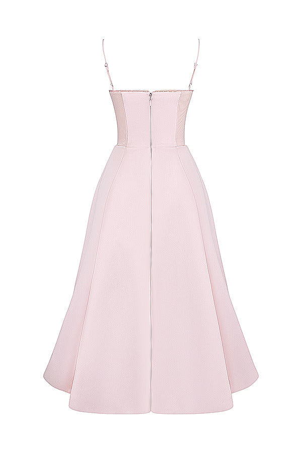 Sweetheart Neckline Cinched Waist A Line Midi Dress
