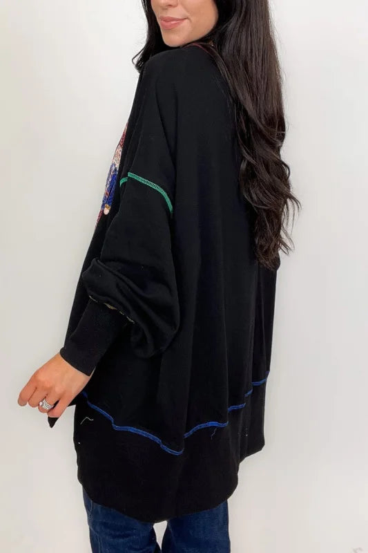 Christmas Sequin Print Crew Long Sleeve Sweatshirt