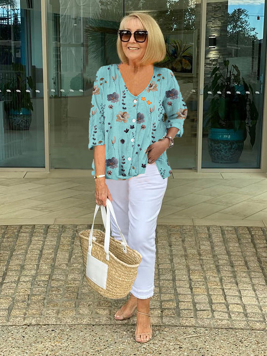 Valentina™ Cotton and linen floral top