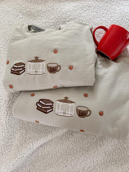 Gilmore Gurls Coffee Fall Embroidered Sweatshirt