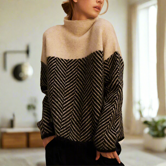 Elena™ Herringbone high neck sweater