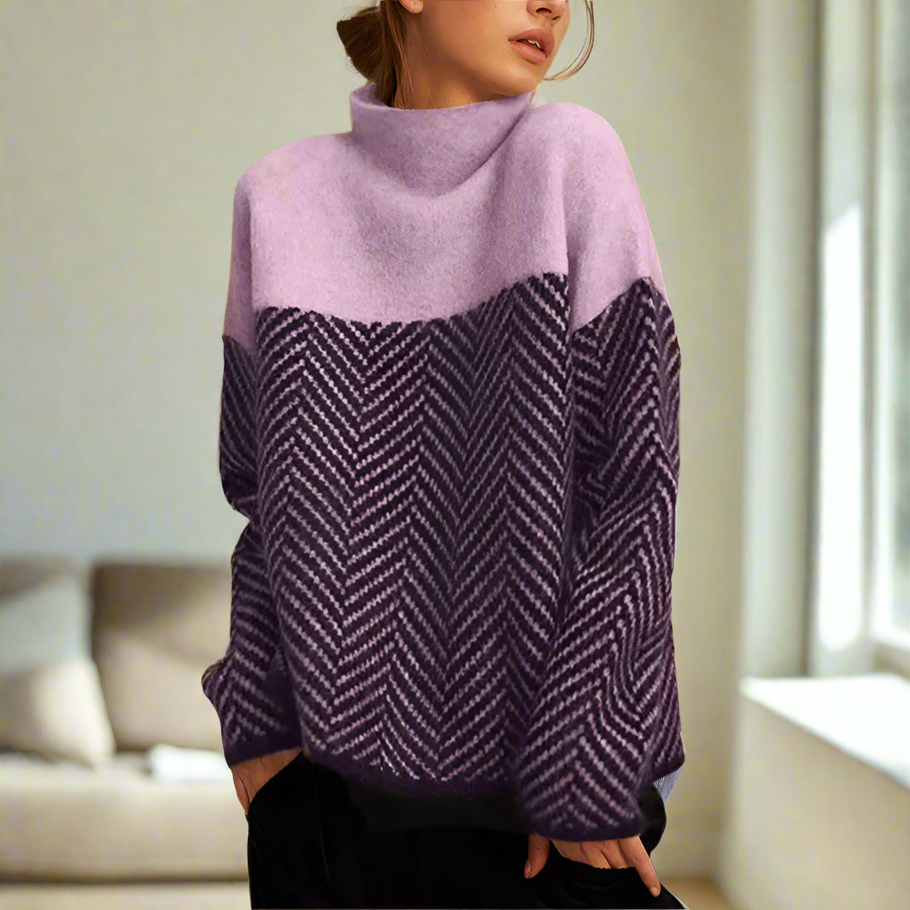 Elena™ Herringbone high neck sweater