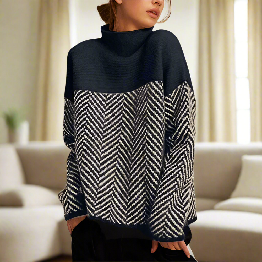 Elena™ Herringbone high neck sweater