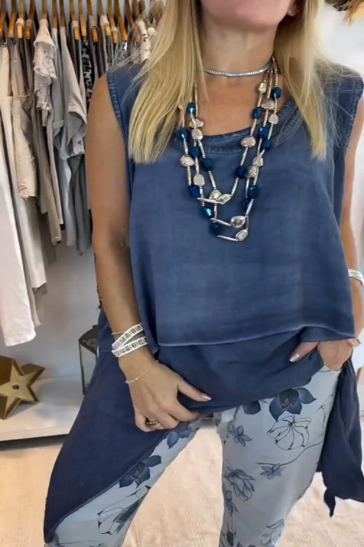 Mira™ Sleeveless casual cotton and linen top