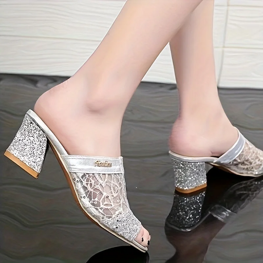 Quina™ Women's sandals decorated with glitter sequins