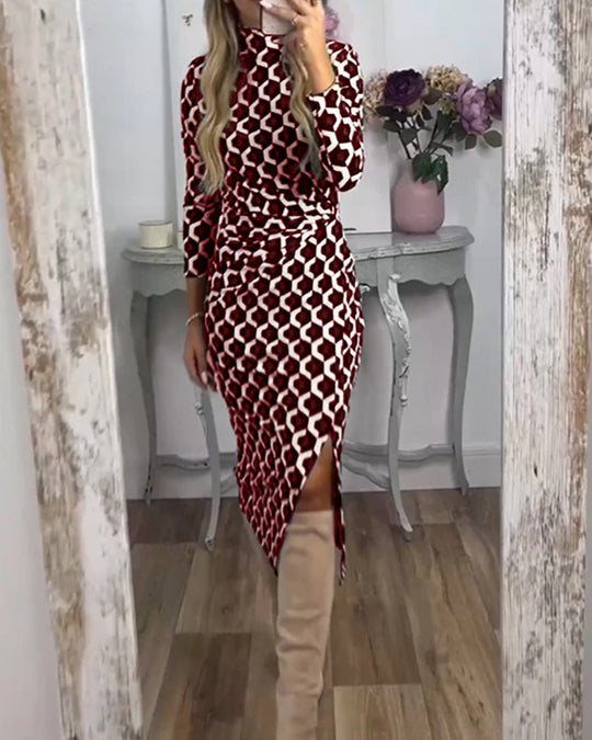 Marina™ Fish scale print slit dress