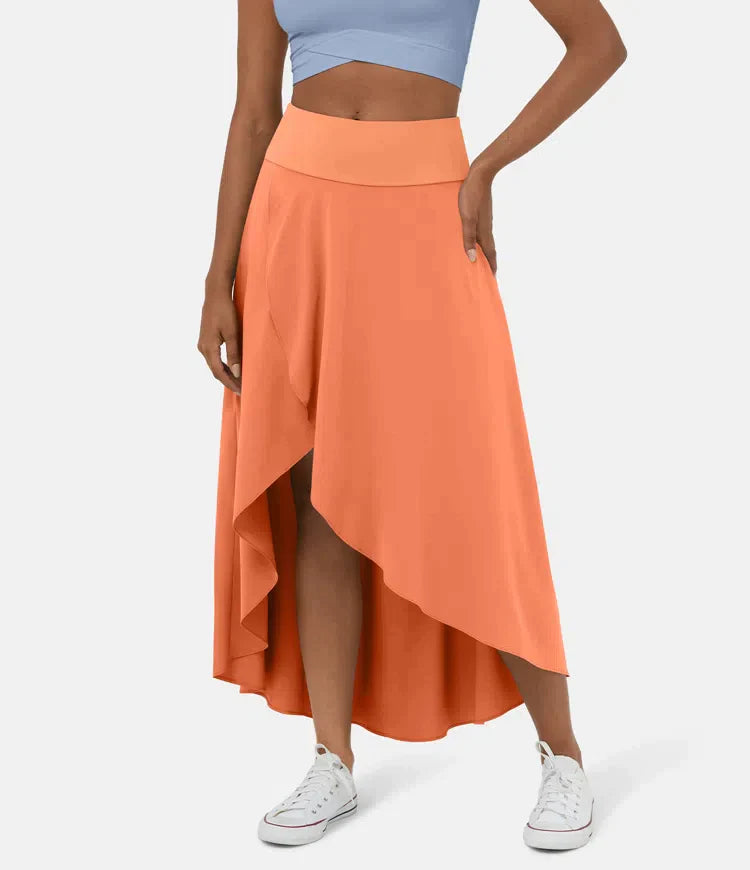 Amara™ Midi Skirt with High Waist and Low Ruffle