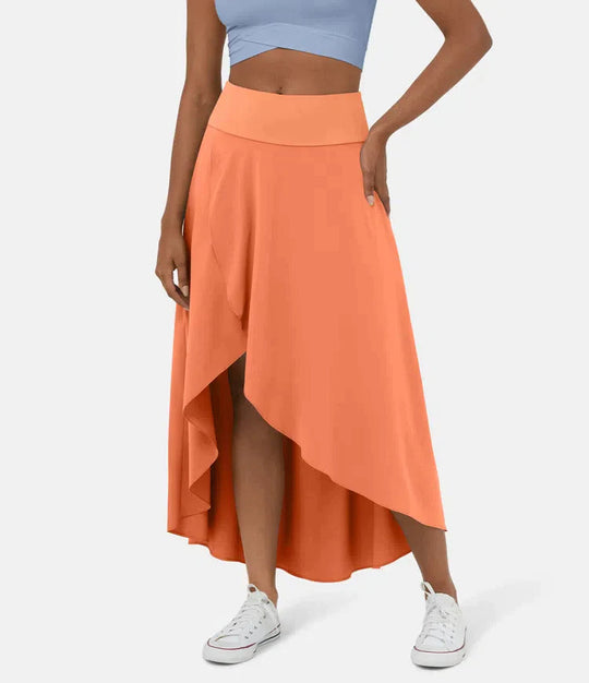 Amara™ Midi Skirt with High Waist and Low Ruffle
