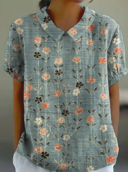 Rosa™ Floral Short Sleeve Cotton Blouse