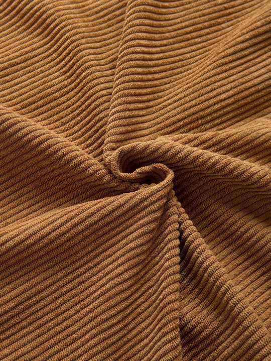 Laurent™ - Colorblock corduroy hooded shirt