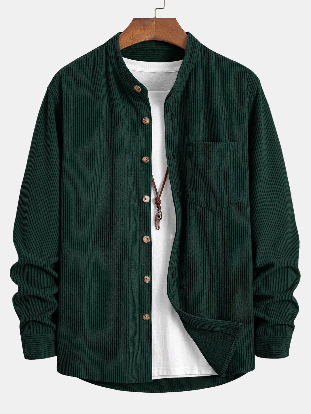Laurent™ - Corduroy shirt with stand-up collar