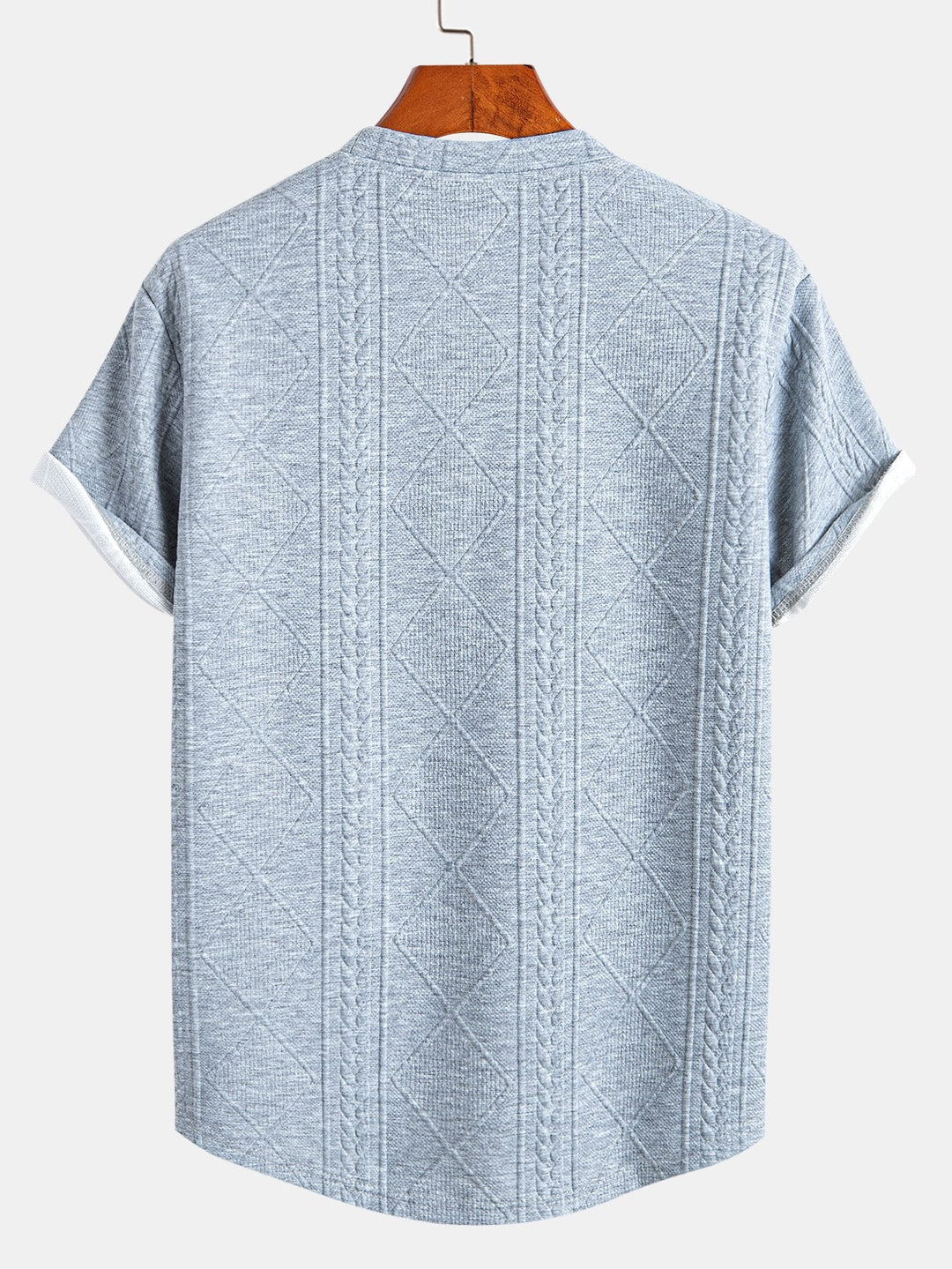 Short sleeve geometric jacquard bow hemT-Shirt& Shorts