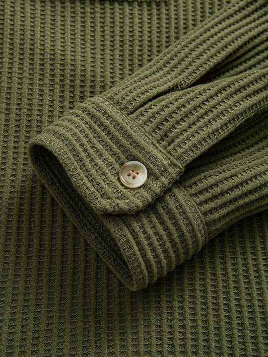 Shirt with double pocket waffle -button -up