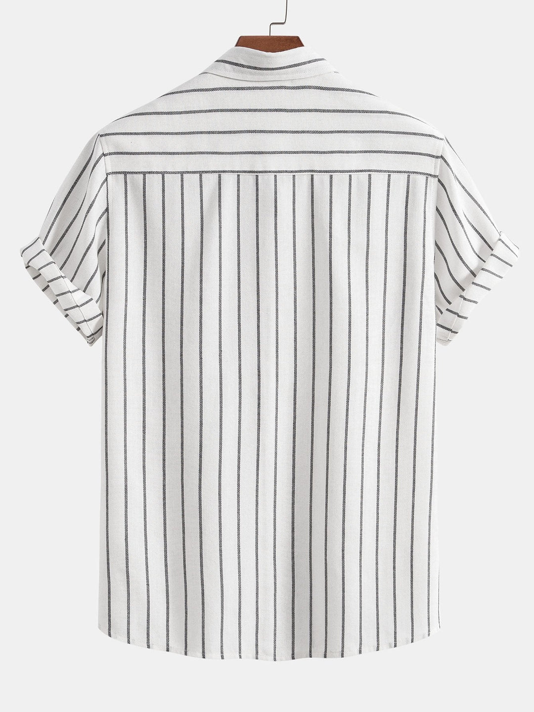 Cotton blend striped button -up shirt