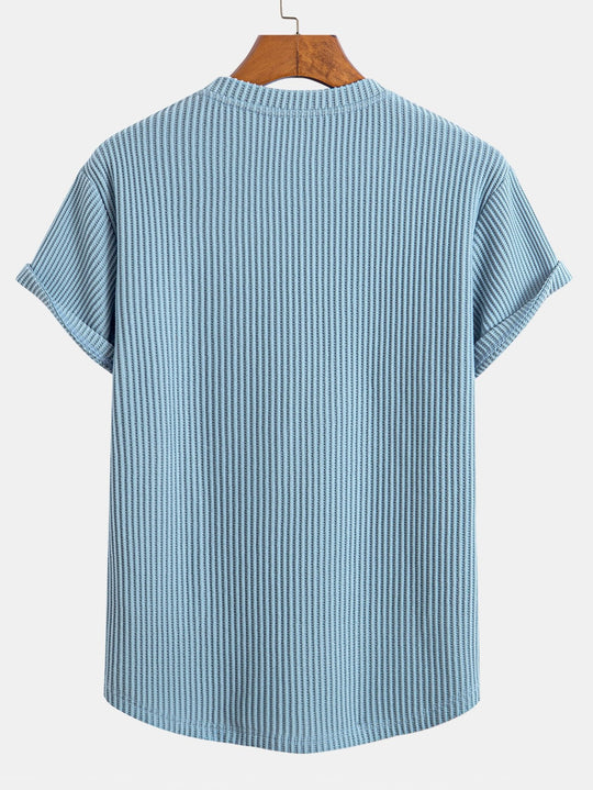 Knitted waffle hemT-Shirt& Drawstring Waffle Shorts