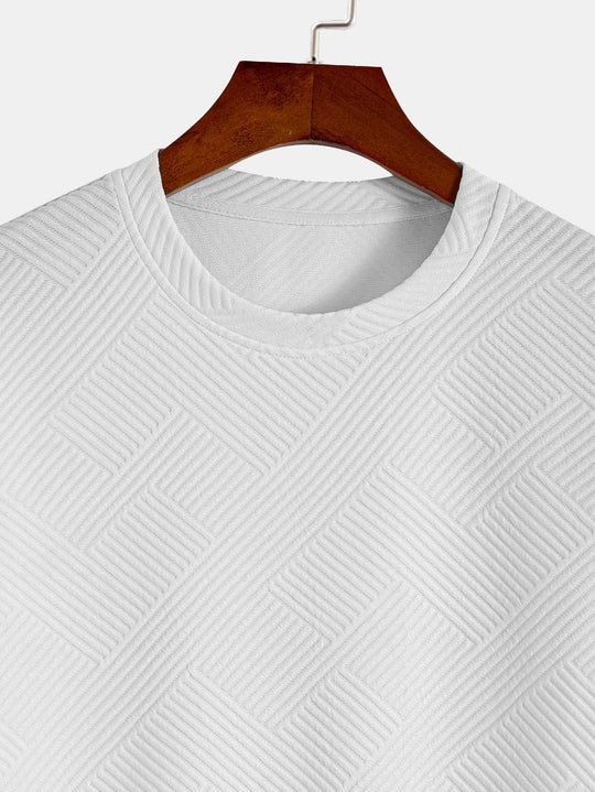 Short sleeve stripe jacquard bow hem T-Shirt