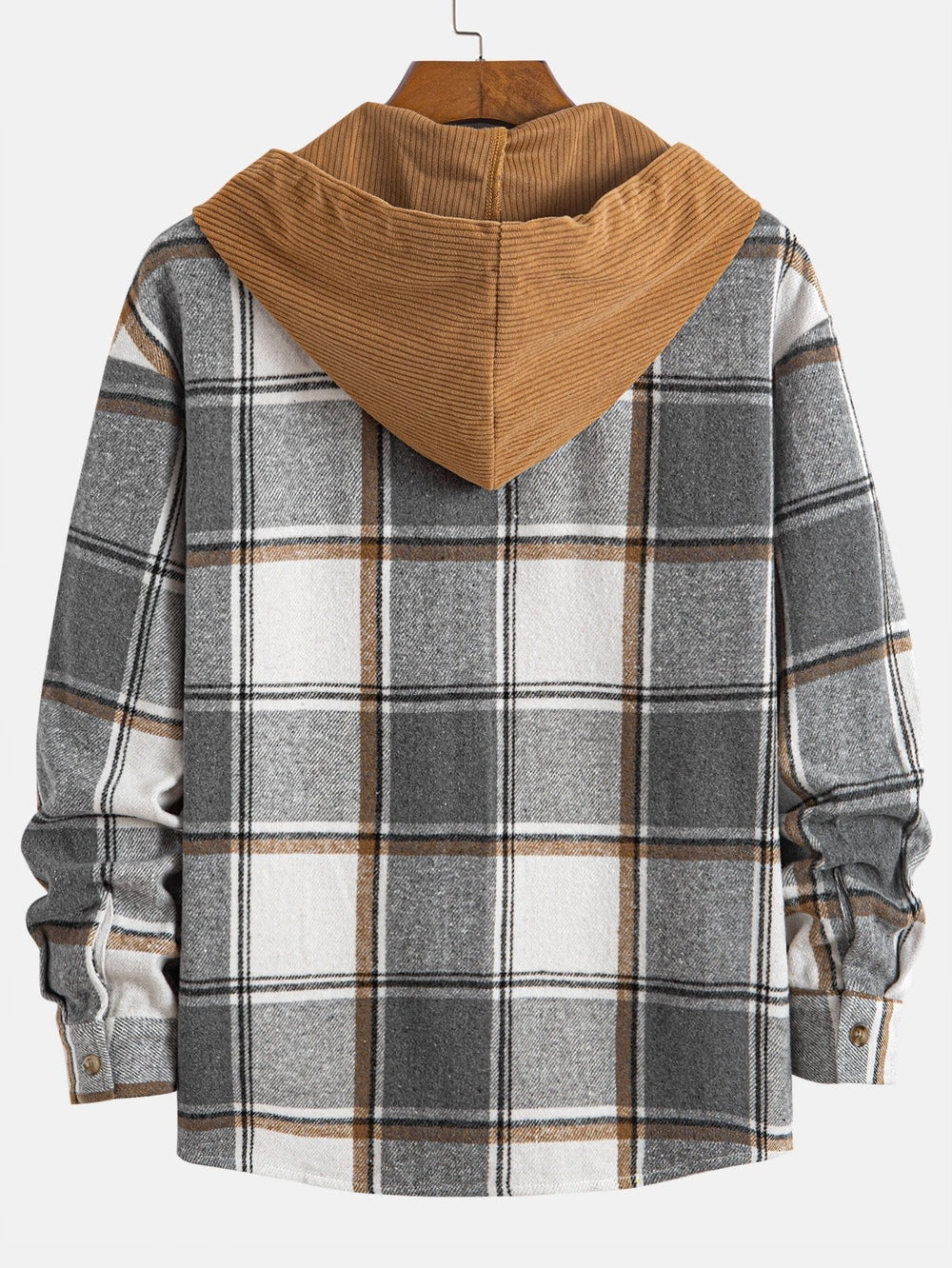 Laurent™ - Plaid corduroy hooded shirt