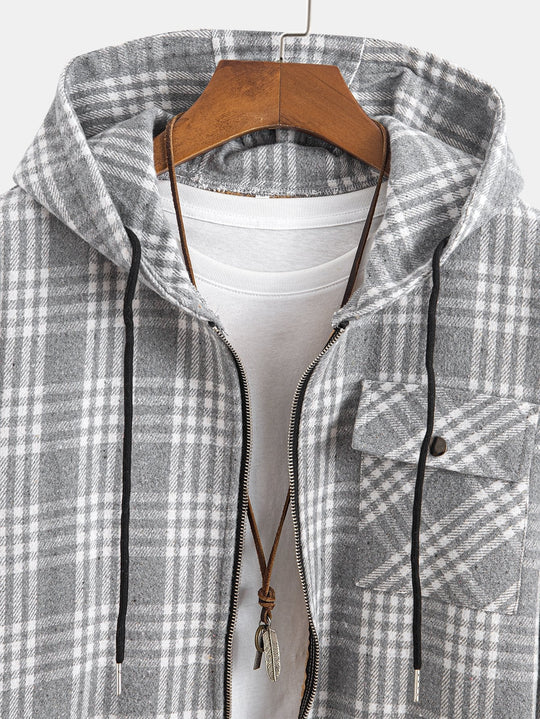 Laurent™ - Teddy-lined flannel hooded shirt
