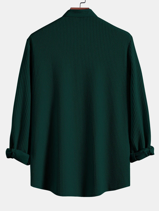 Long sleeve Muscle Fit ribbed Slight brownd collar shirt