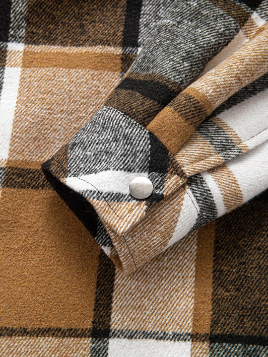 Laurent™ - Teddy-lined flannel hooded shirt