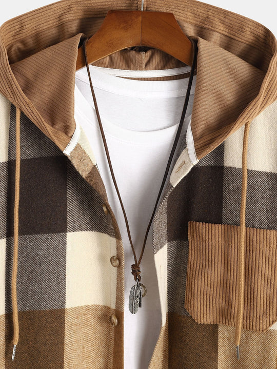 Laurent™ - Flannel Hooded Shirt & Corduroy Jogger Pants