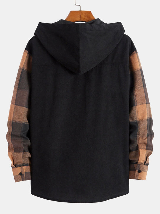 Laurent™ - Plaid corduroy hooded shirt