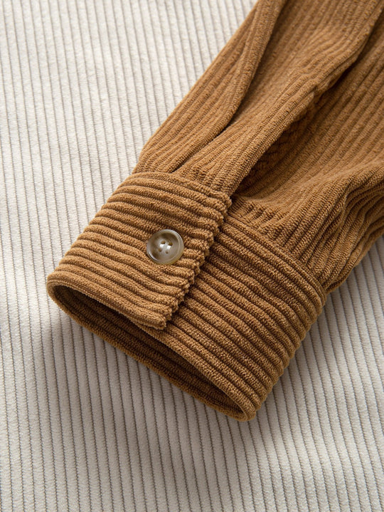 Laurent™ - Colorblock corduroy hooded shirt