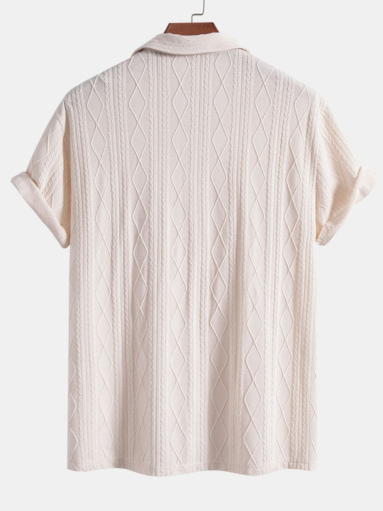Knitted geometric rhombus Jacquard Cuban shirt