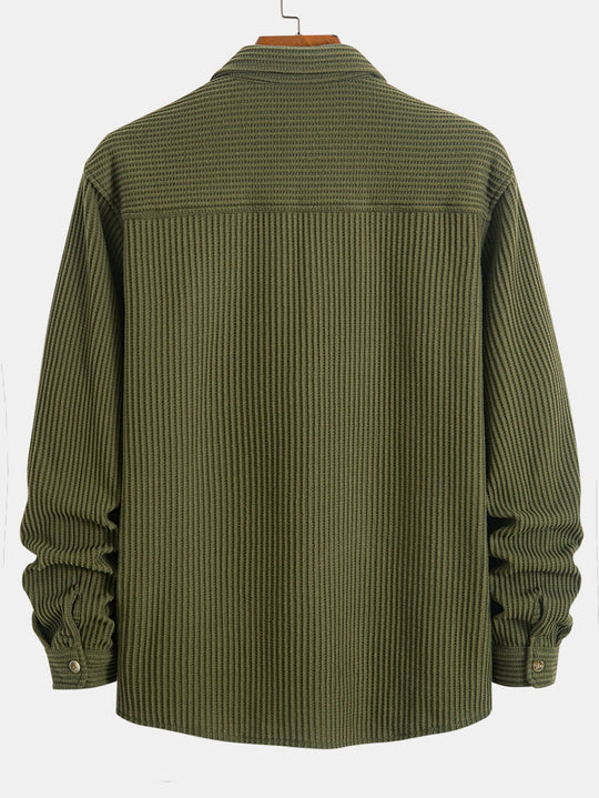 Shirt with double pocket waffle -button -up