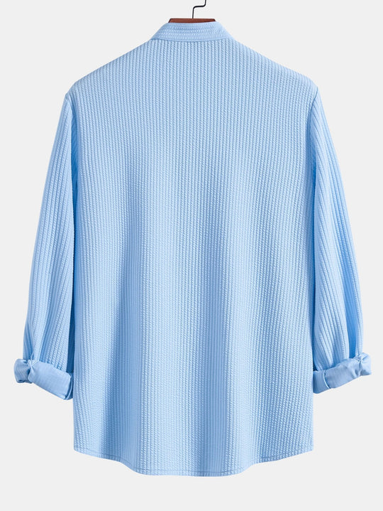 Long sleeve Muscle Fit ribbed Slight brownd collar shirt