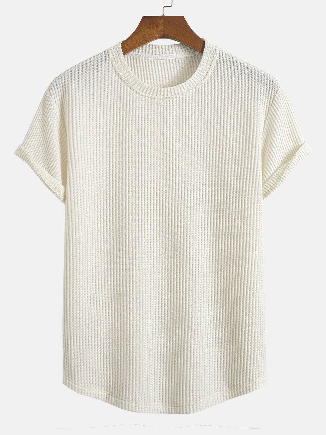 Knitted waffle hemT-Shirt& Drawstring Waffle Shorts