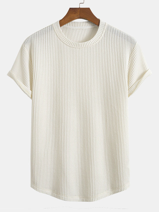 Knitted waffle hemT-Shirt& Drawstring Waffle Shorts
