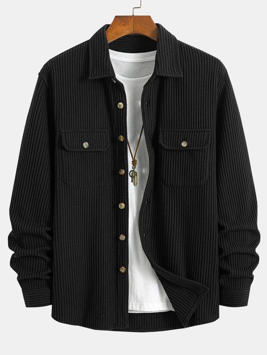 Shirt with double pocket waffle -button -up