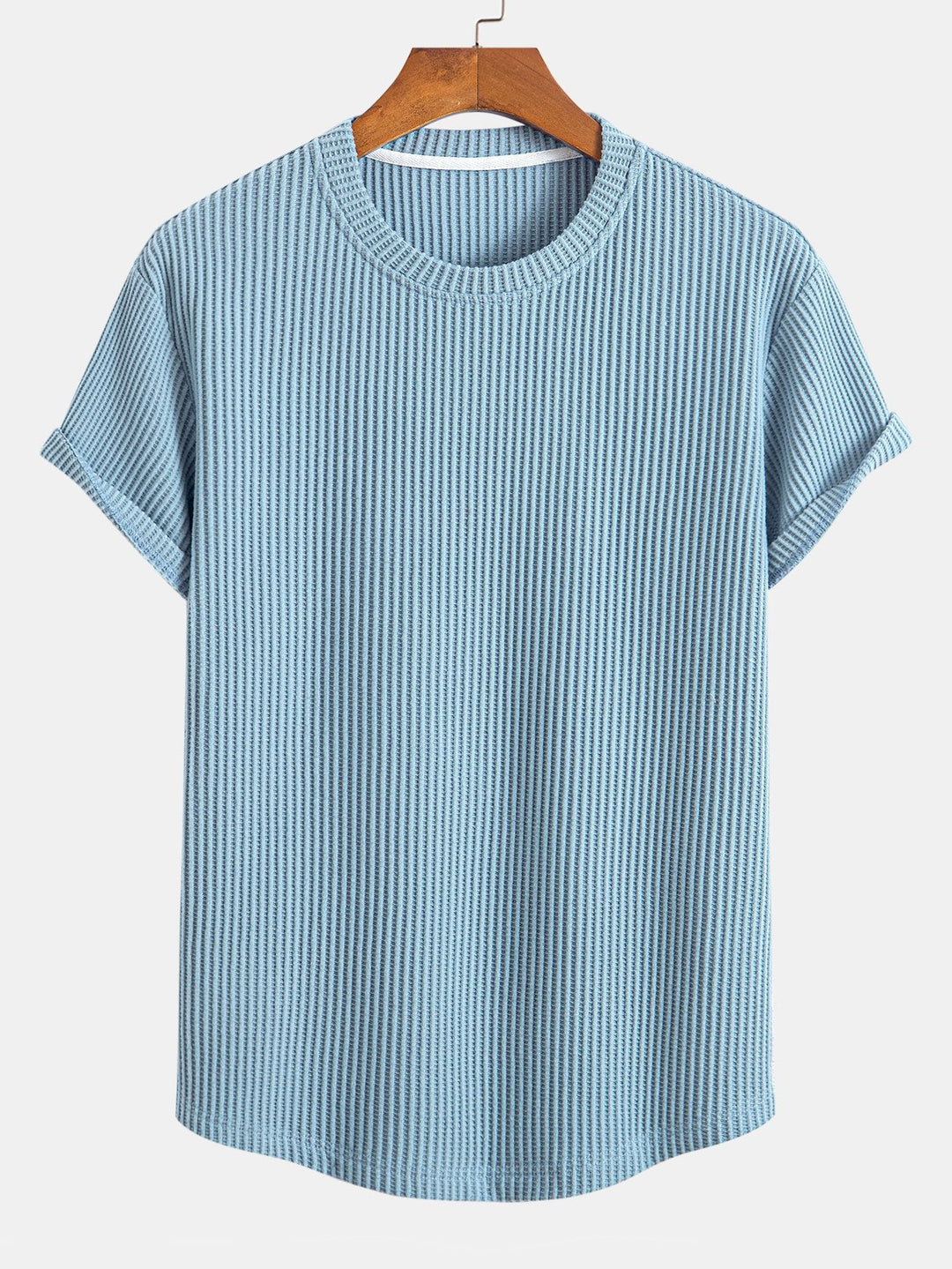 Knitted waffle hemT-Shirt& Drawstring Waffle Shorts