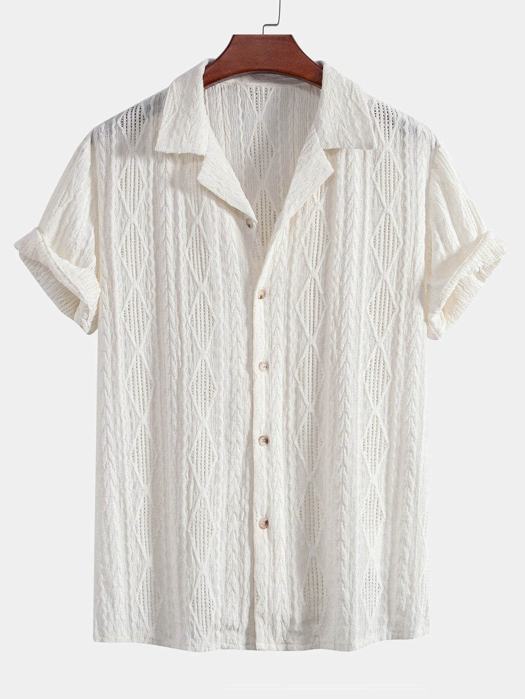 Geometric Jacquard Cuban shirt and linen cotton blend cropped pants