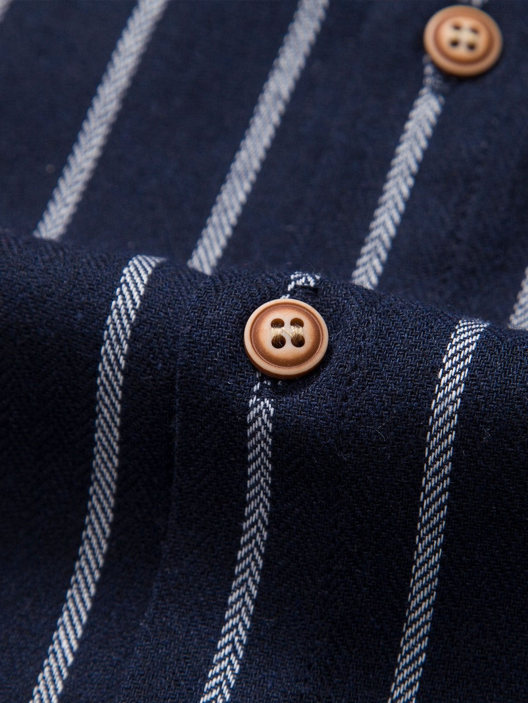 Cotton blend striped button -up shirt