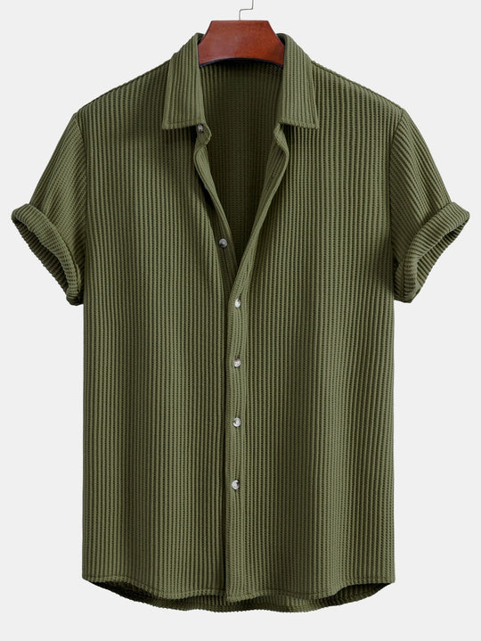 Waffle Knot Up Shirt & Drawstring Waffle Shorts