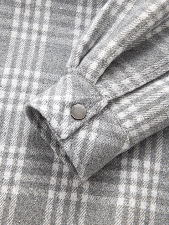 Laurent™ - Teddy-lined flannel hooded shirt
