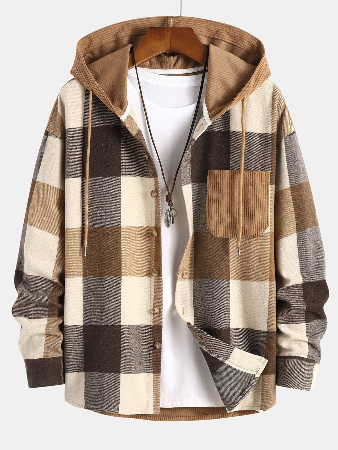 Laurent™ - Flannel Hooded Shirt & Corduroy Jogger Pants