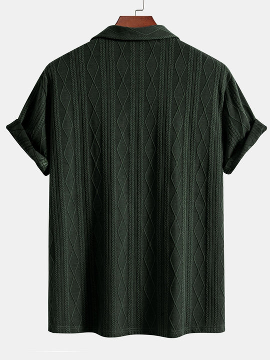 Knitted geometric rhombus Jacquard Cuban shirt