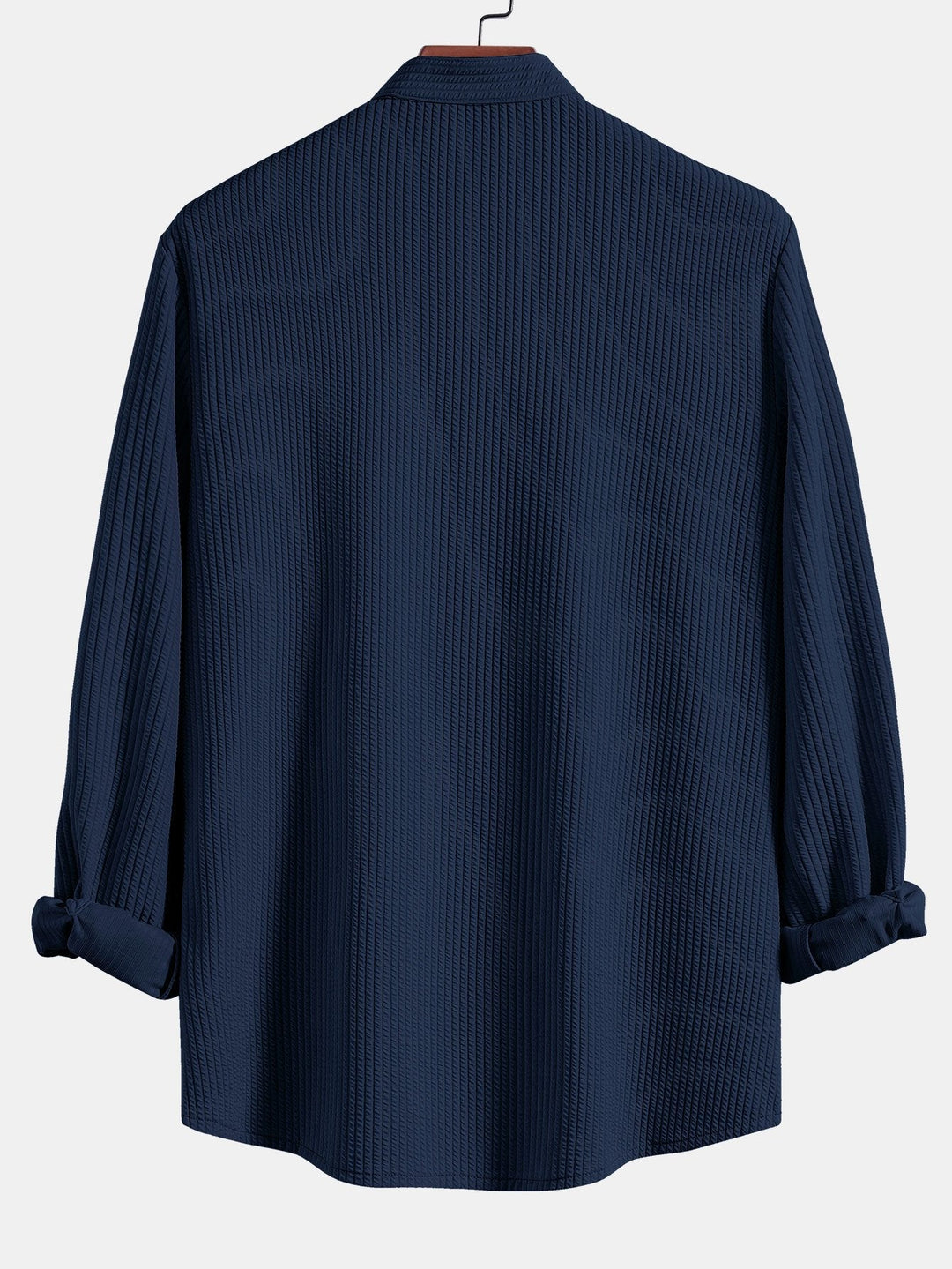 Long sleeve Muscle Fit ribbed Slight brownd collar shirt