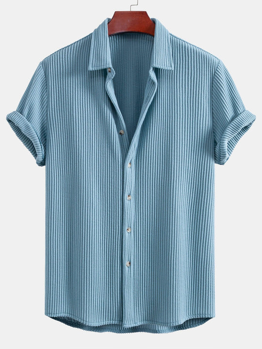 Waffle Knot Up Shirt & Drawstring Waffle Shorts