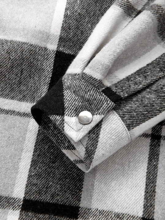 Laurent™ - Teddy-lined flannel hooded shirt