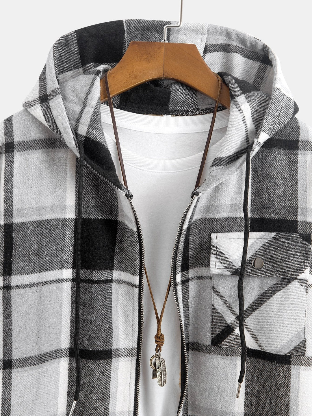 Laurent™ - Teddy-lined flannel hooded shirt